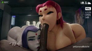 Raven and Starfire threesome bj [2021,All Sex,3D,Interracial,1458p,Eng]